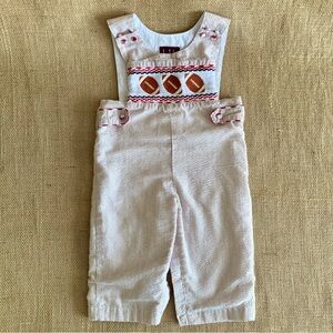 LIL CACTUS Overalls Stripes Football Tan White 12-18 Months